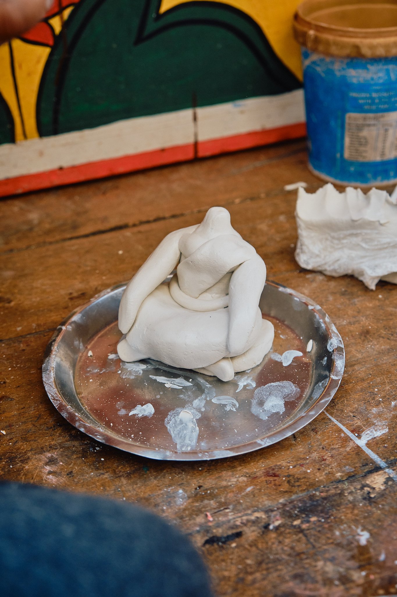 Close-up Unfinished White Clay Sculpture Kolkata Documentary Graphic Color Contrast