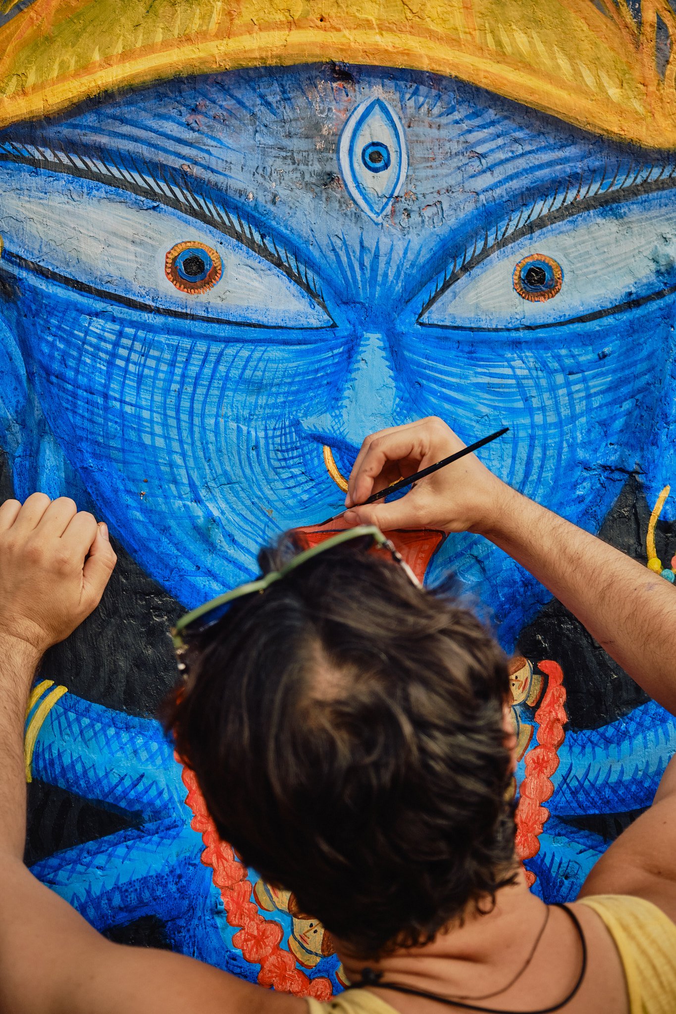 Wall Painting Painter Process Kolkata India Street Documentary Kali BTS Graphic Color Contrast