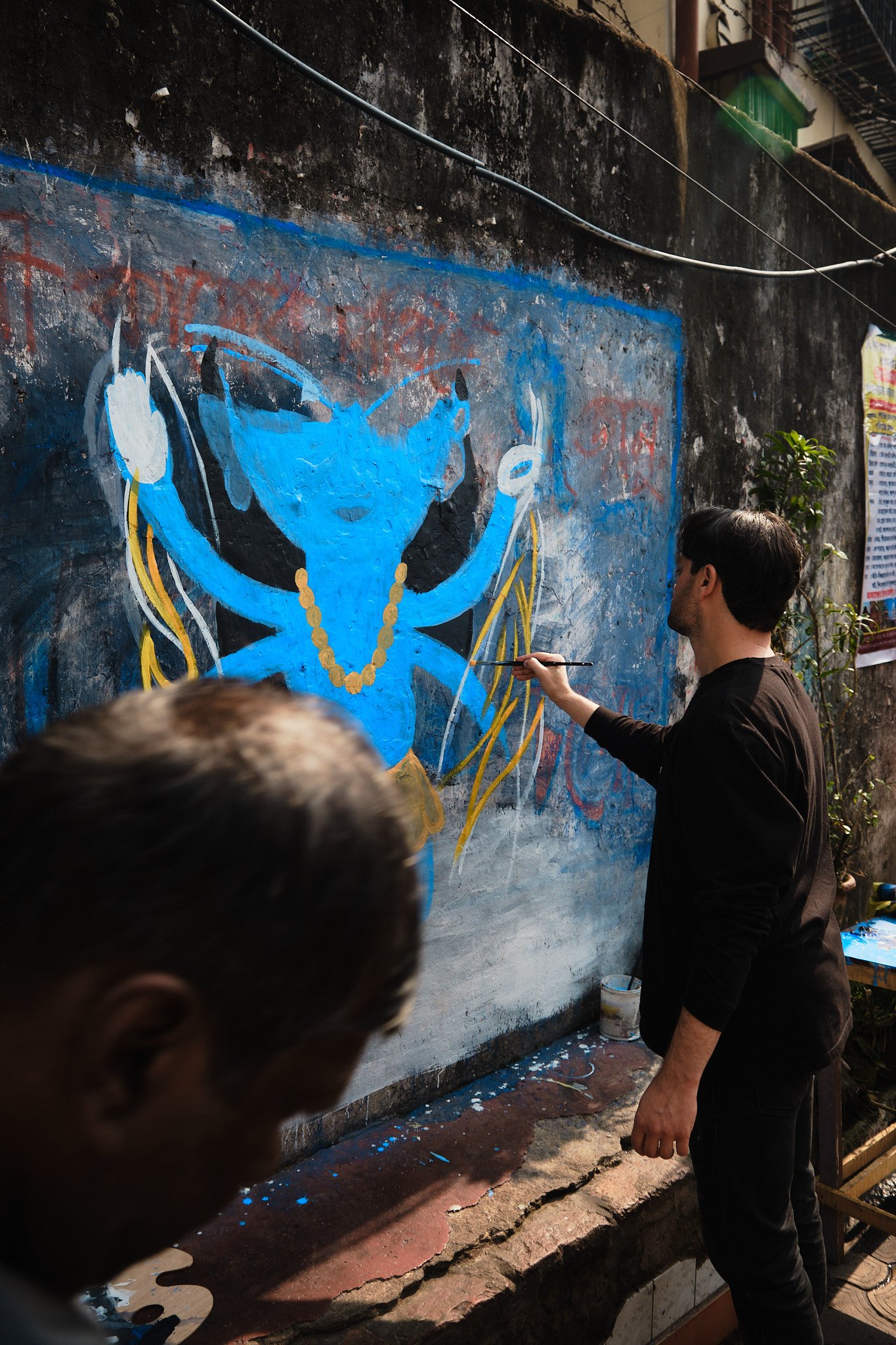 Wall Painting Painter Process Kolkata India Street Documentary Kali BTS Graphic Color Contrast