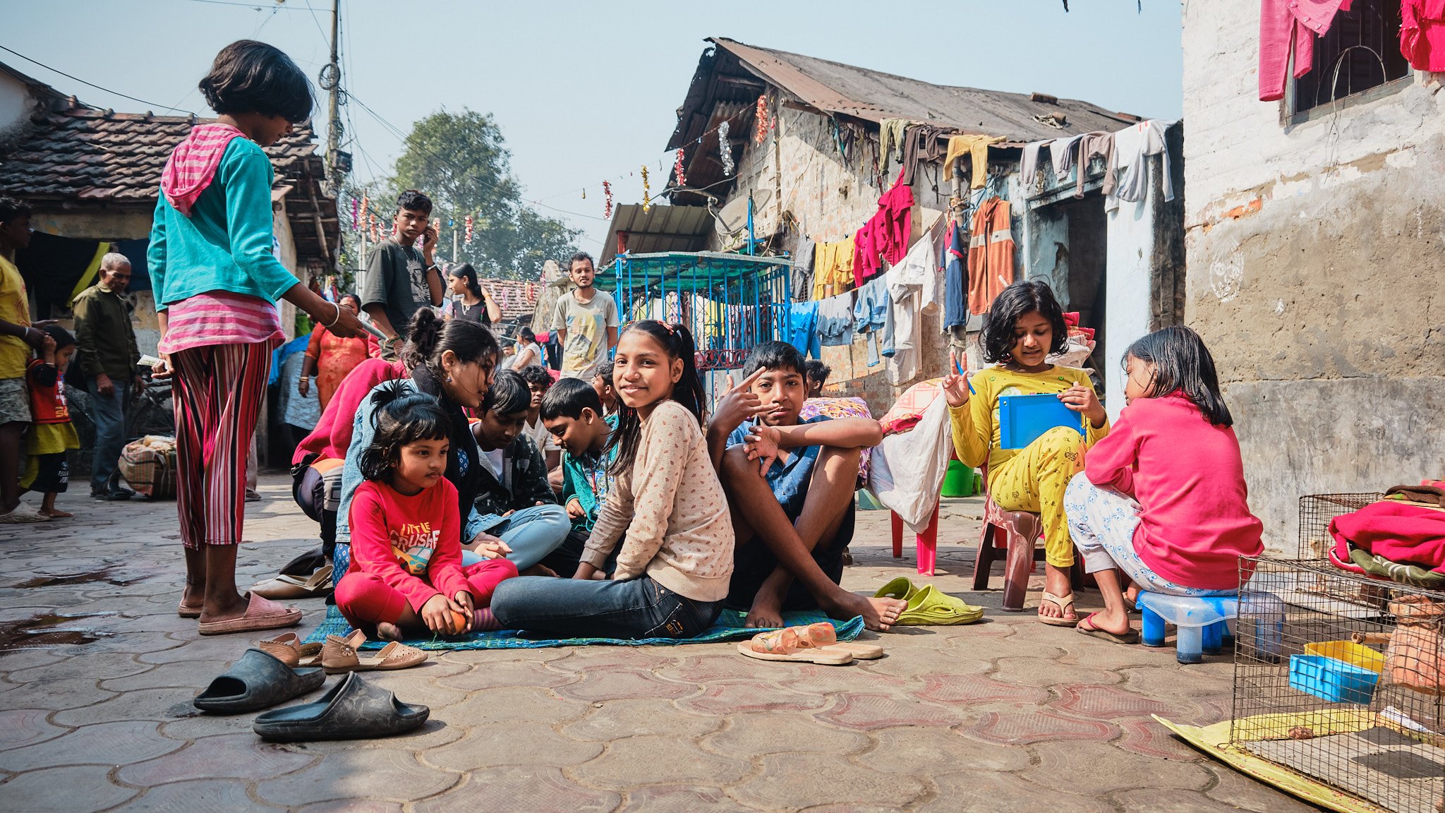 Group Portrait Girl Kolkata India Street Documentary Kali BTS Graphic