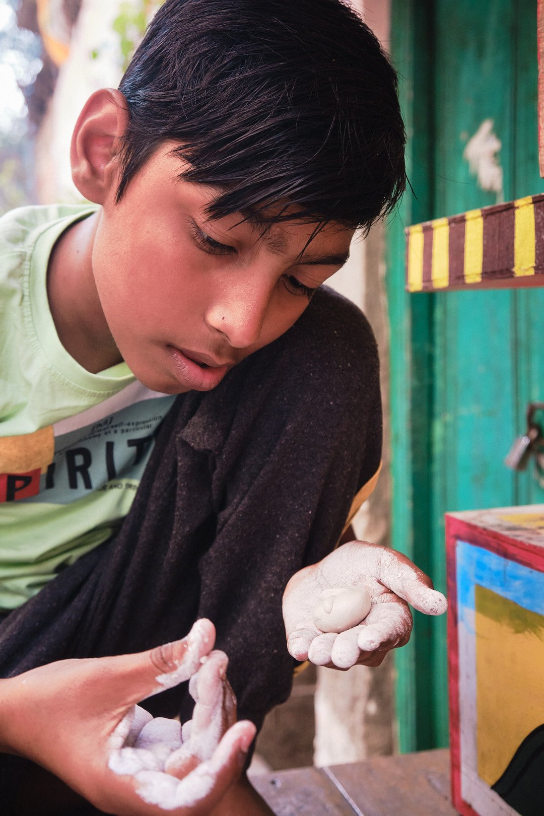 Sculptor Boy Kolkata India Street Documentary Clay Portrait Shiva Clay