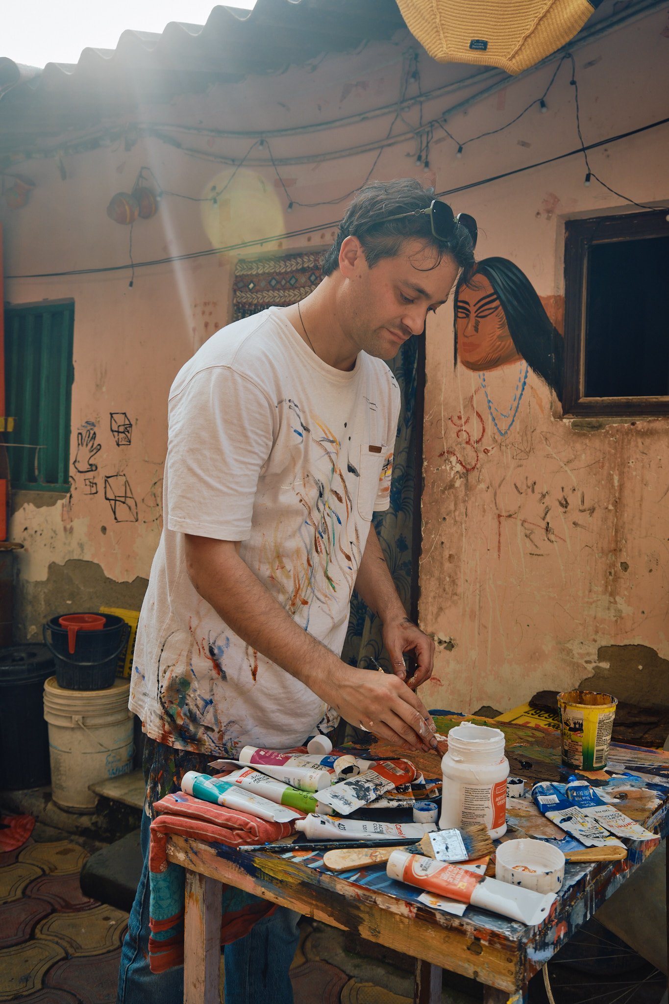 Painting Process Kolkata India Documentary Street Artist Mother Eyes