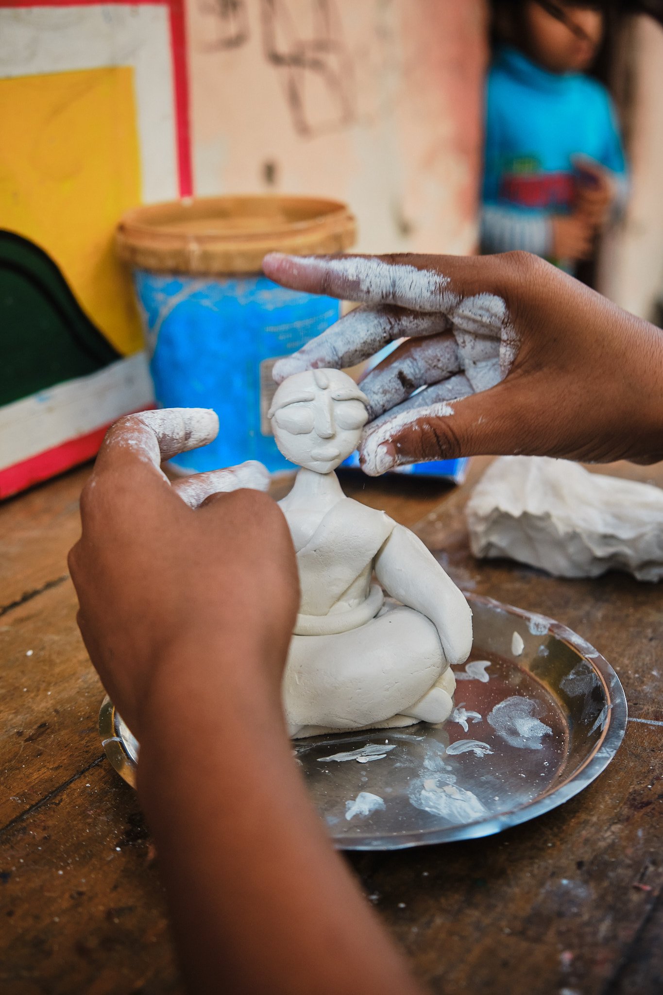 Clay Shiva Sculpture Hands Graphic Color Contrast Kolkata India Street Documentary