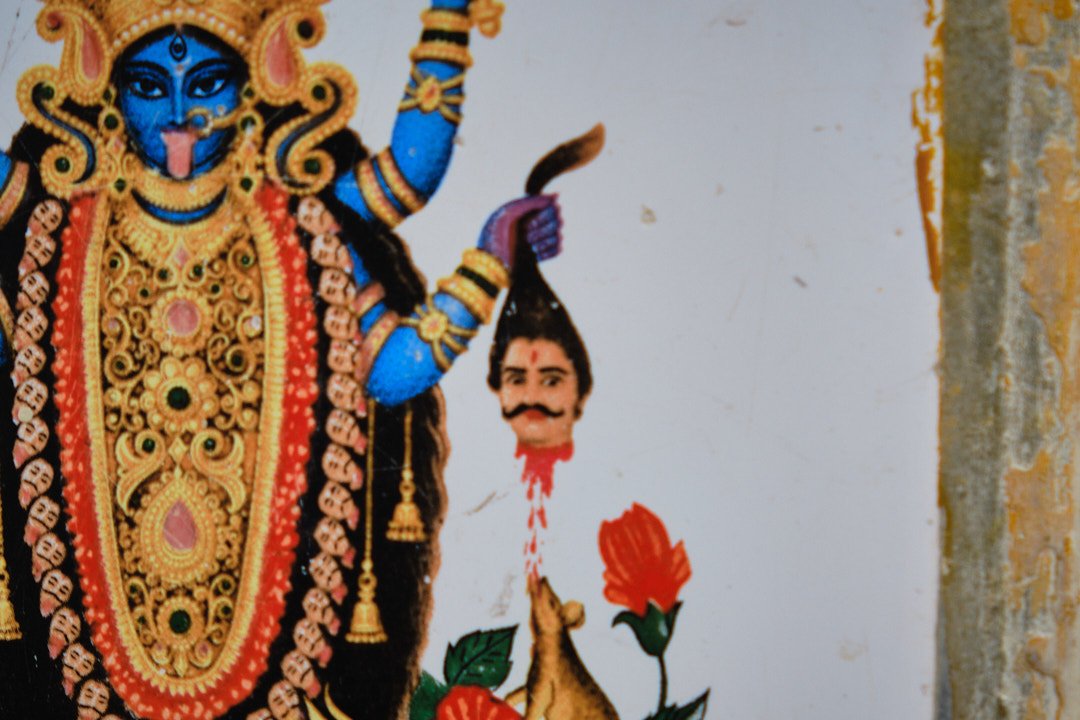 Wall Art Detail Kali Head Blood Rat Kolkata India Street Documentary BTS