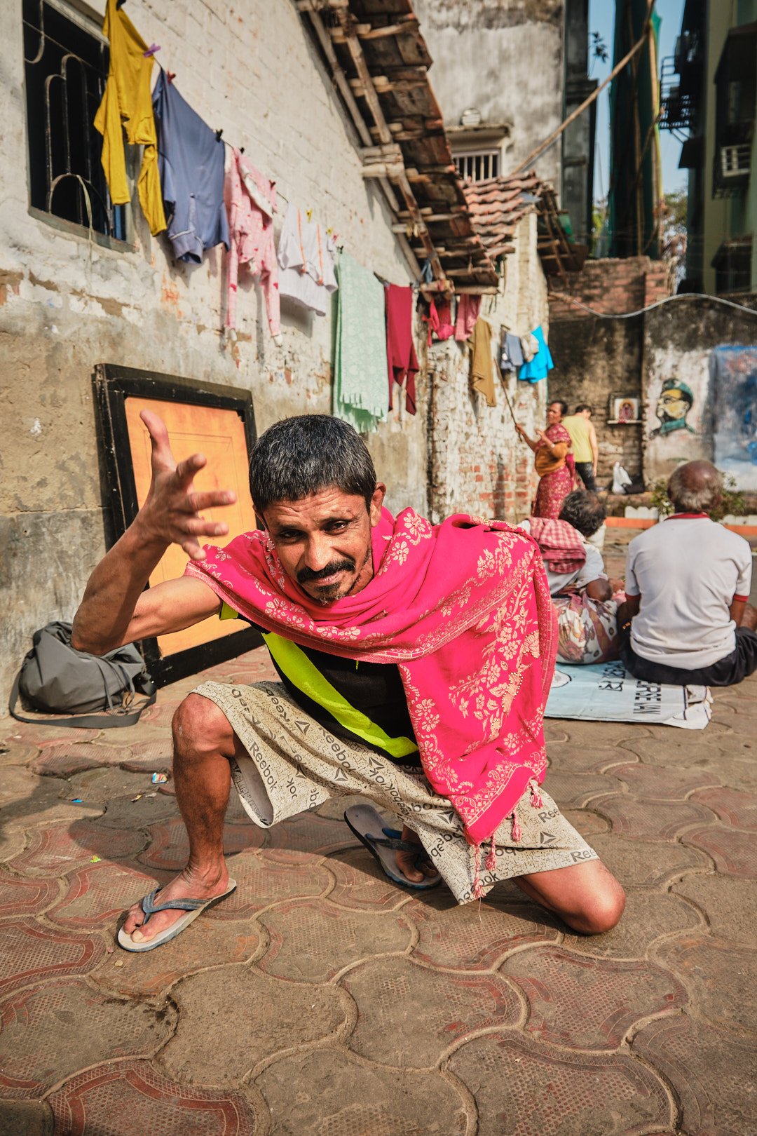 Man Portrait Drunk Playful Kolkata India Documentary Street BTS