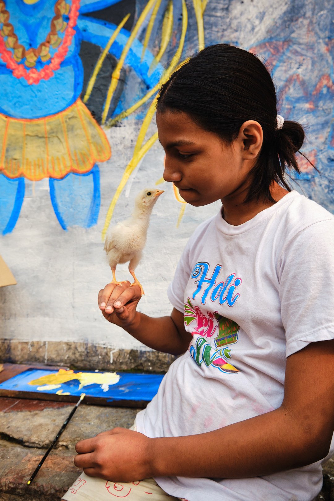 Kali Painting Girl Portrait Chick Playful Kolkata India Children Documentary BTS