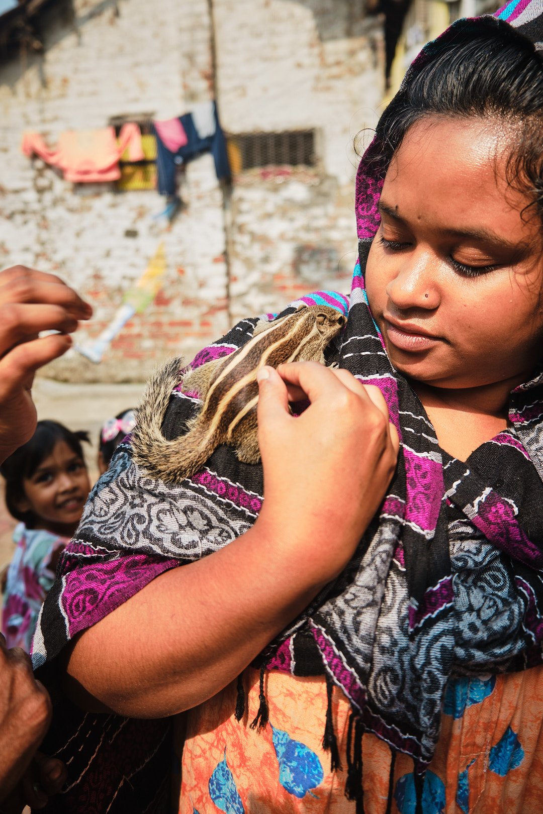 Portrait Girl Squirrel Kolkata India Documentary Street BTS