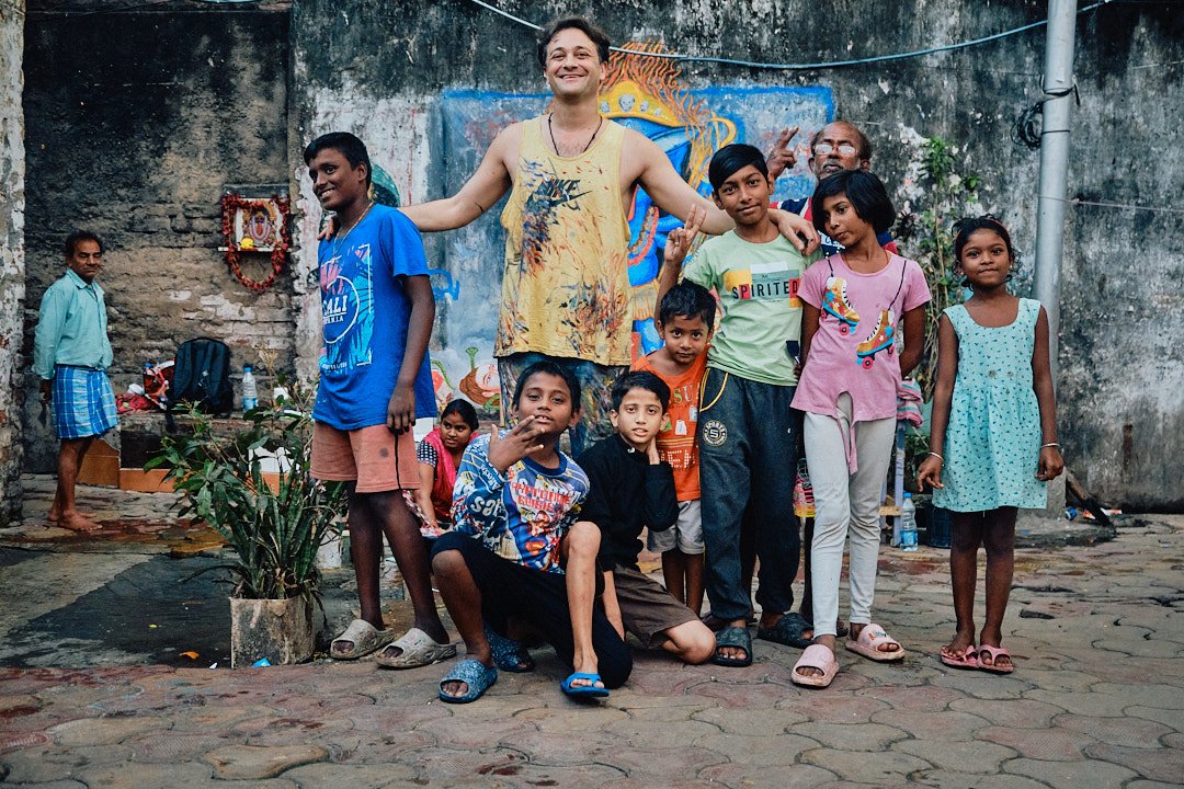 Group Portrait Kolkata India Street Documentary Kali BTS Graphic Color Contrast